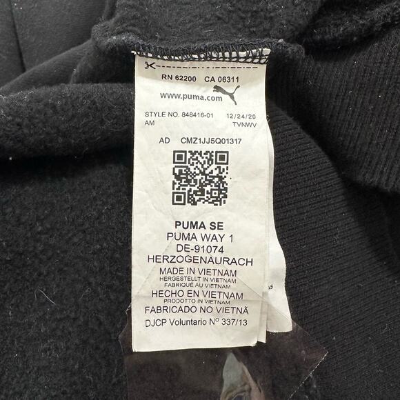 Puma Sweatshirt Pullover Hoodie Mens XXL Pocket Black Cotton Comfort Stretch - Picture 7 of 8